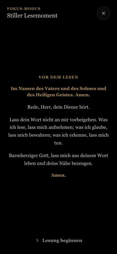 Fokus: Gebet und Referenz ohne Feed, Popups oder Lärm.