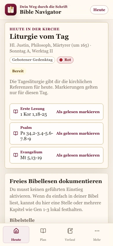 Tagesliturgie: Die kirchlichen Referenzen für heute bleiben schnell erreichbar.